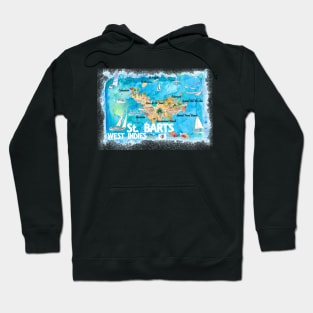 St Barts Illustrated Travel Map With Roads Hoodie